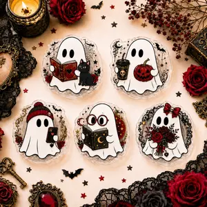 Cute Ghost Acrylic Phone Grip Goth Halloween Phone Stand Holders Spooky Cat Book Pumpkin Cellphone Accessories Gifts