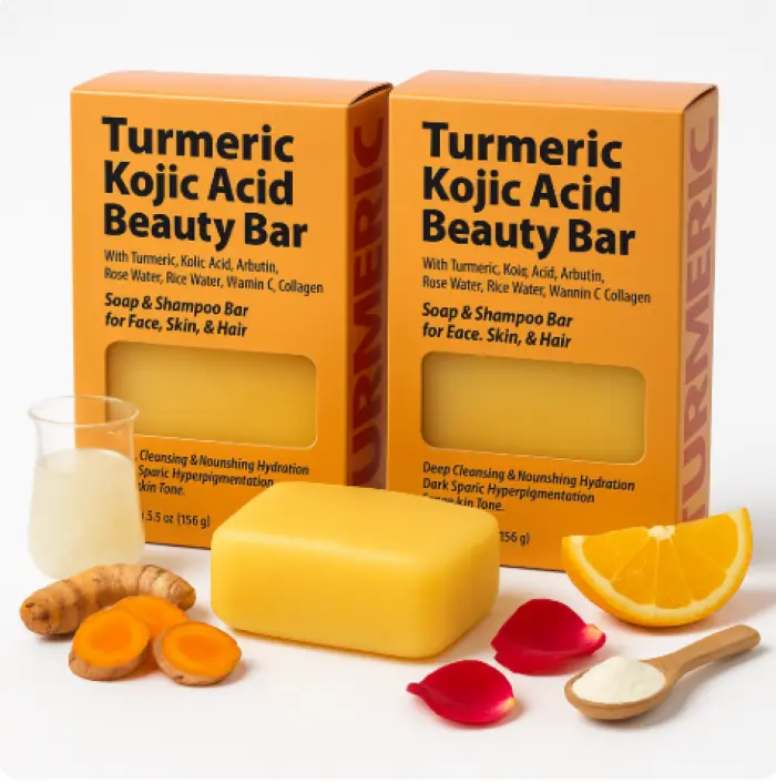 By Natures Turmeric & Kojic Acid Brightening Clean Beauty Soap Body Cleanser Bar, 5.5 oz - 2 Pack for Radiant Skin, Kojic Acid Soap, Turmeric Soap