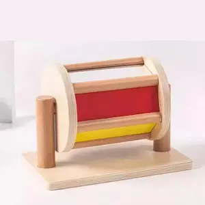 Spinning Montessori Toys Wooden Rainbow Baby Roller With Sound Rolling Rattle Drum With Mirror Rattle Maracas Sensory Development Toy