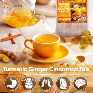 【FreshDrinkUS】 Turmeric Ginger Cinnamon Tea 100% Natural, Anti-Inflammatea. Eco-conscious Tea Bags. Turmeric Ginger Herbal Tea. No Sugar, No Caffeine, No Gluten, Vegan, Eco-Conscious Tea Bags