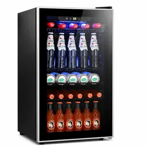 Antarctic Star 3.2 cu ft Beverage Refrigerator and Cooler, Mini Fridge with Reinforced Glass Door & LED Lighting Portable Freezer for Dorms & Kitchens