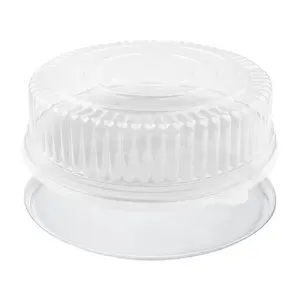 12" Clear Round Plastic Trays with Lids