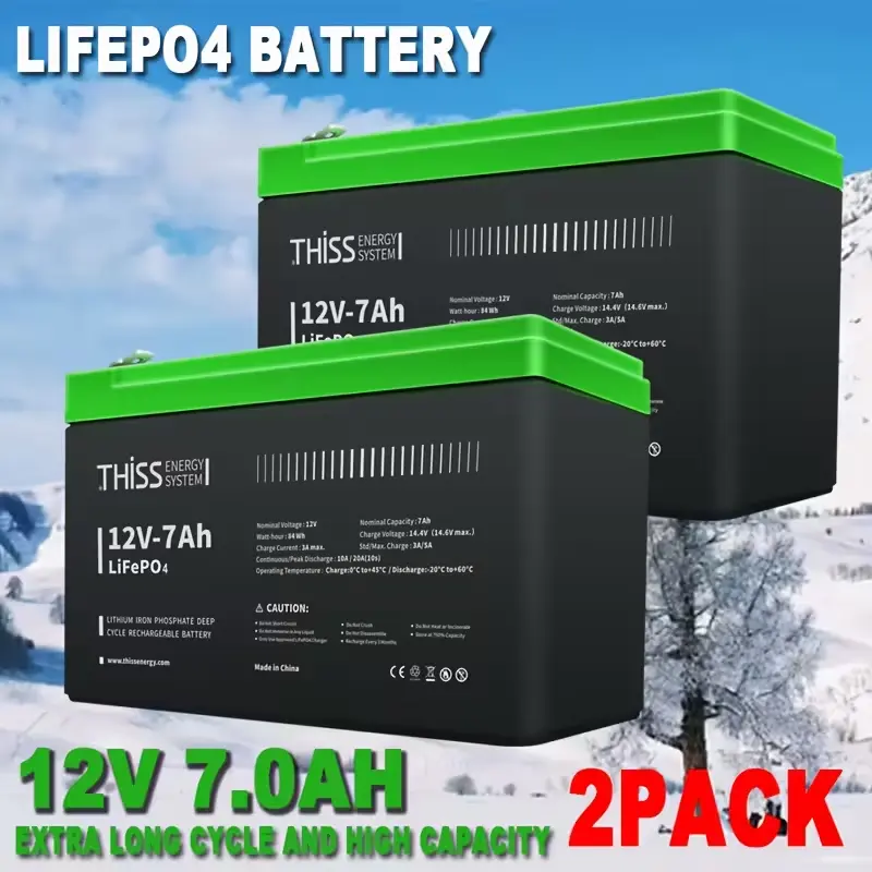 12V 7Ah LiFePO4 Lithium Iron Phosphate Battery - 84Wh Secondary Rechargeable Deep Cycle Batteries, Built-in BMS, 30A Max, Lightweight, ABS Plastic Durable Casing, 4000+ Cycles, for Solar, Home Storage
