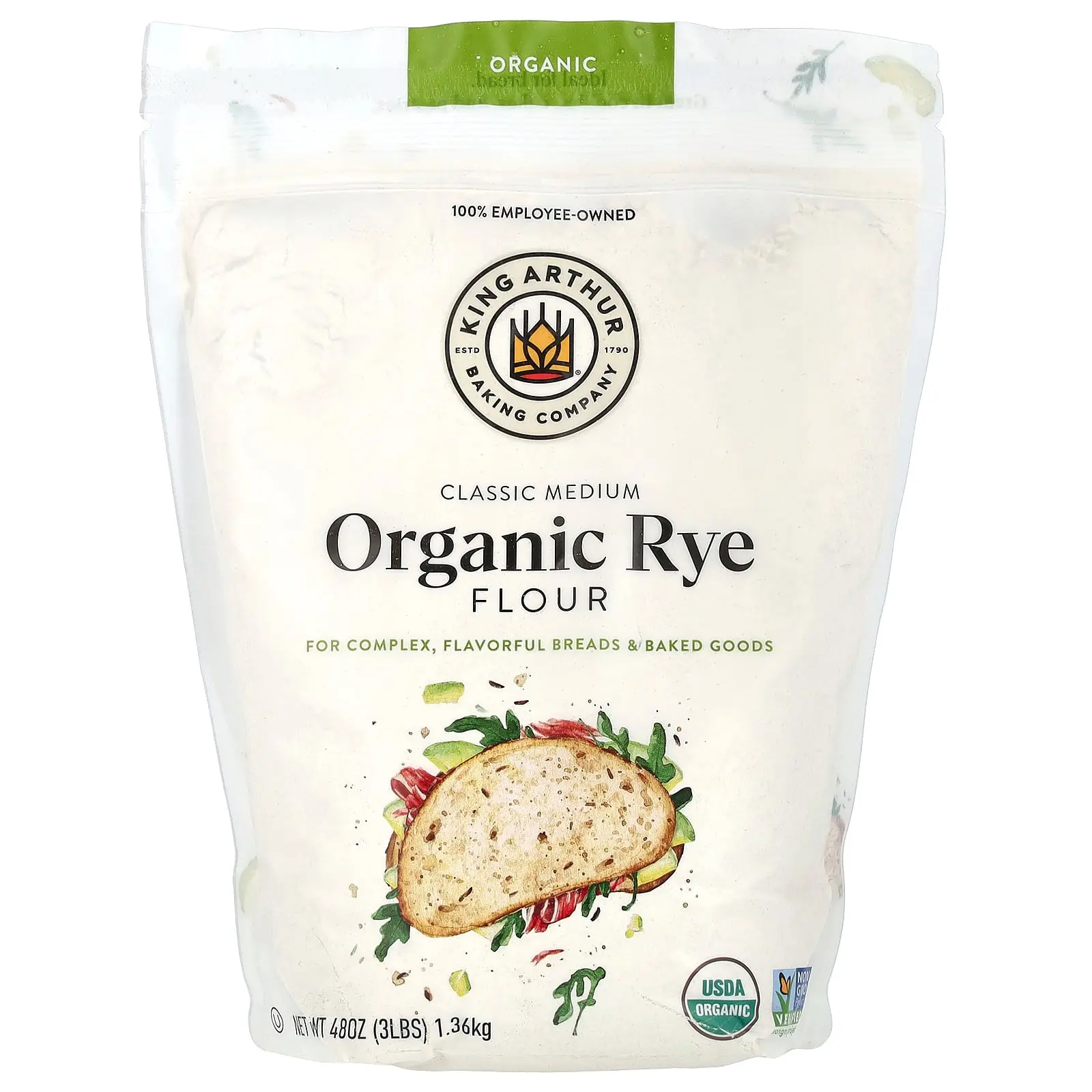King Arthur Baking Company Organic, Classic Medium Rye Flour, 3 lbs (1.36 kg) King Arthur Baking Company Organic, Classic Medium Rye Flour, 3 lbs (1.36 kg)