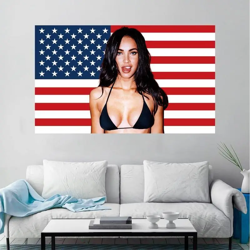 Megan Fox Print American Cotton Tapestry Banner, Wall Hanging for College Dorm Room Decor, Lightweight Outdoor College Dorm Room Decor, Lightweight Outdoor Home Decor Supplyor College Dorm Room Decor,Graduation gift, Father's Day Decoration