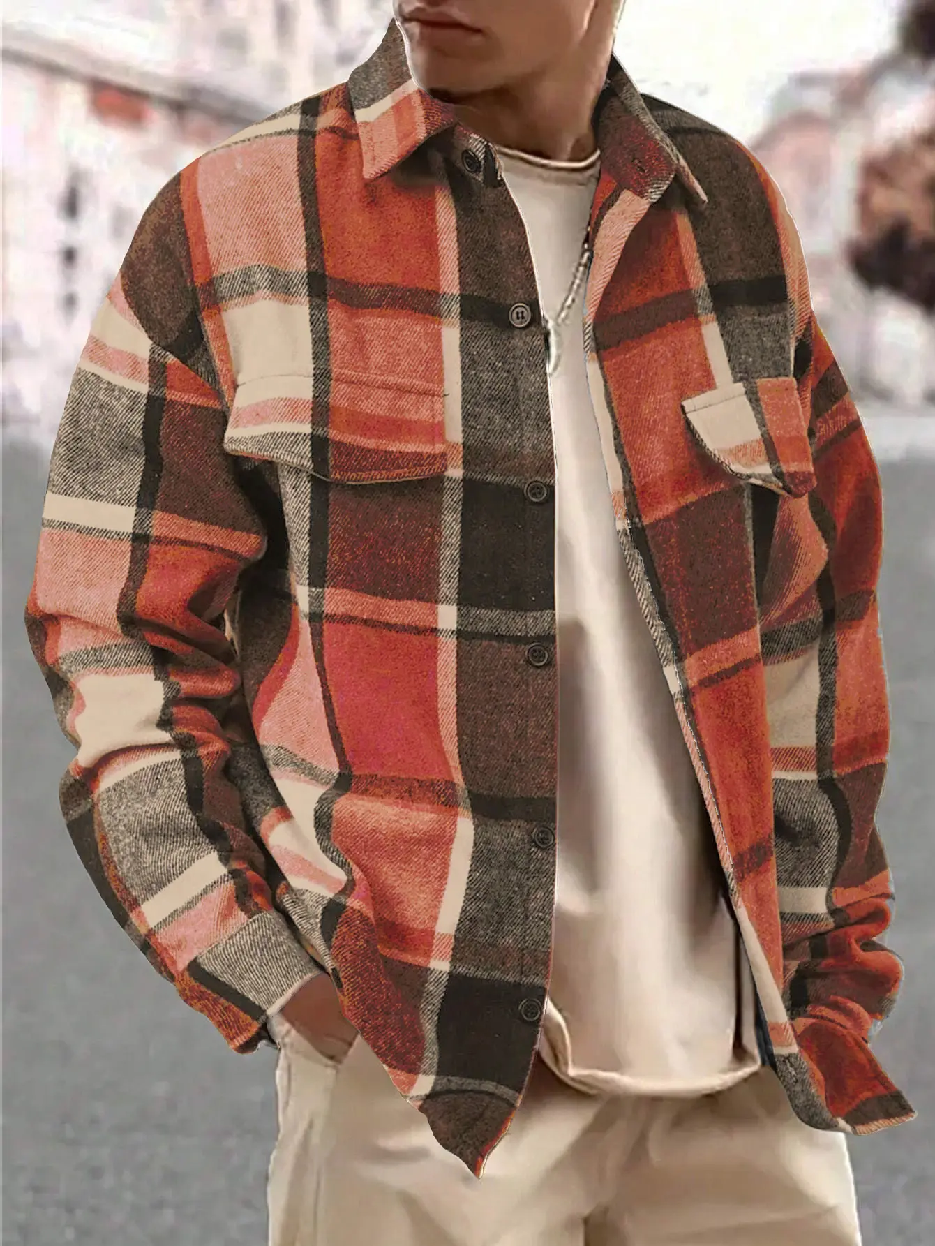 Vintage Oversized Plaid Flannel Shirt - Men's Heavyweight Fall/Winter Shacket Outerwear