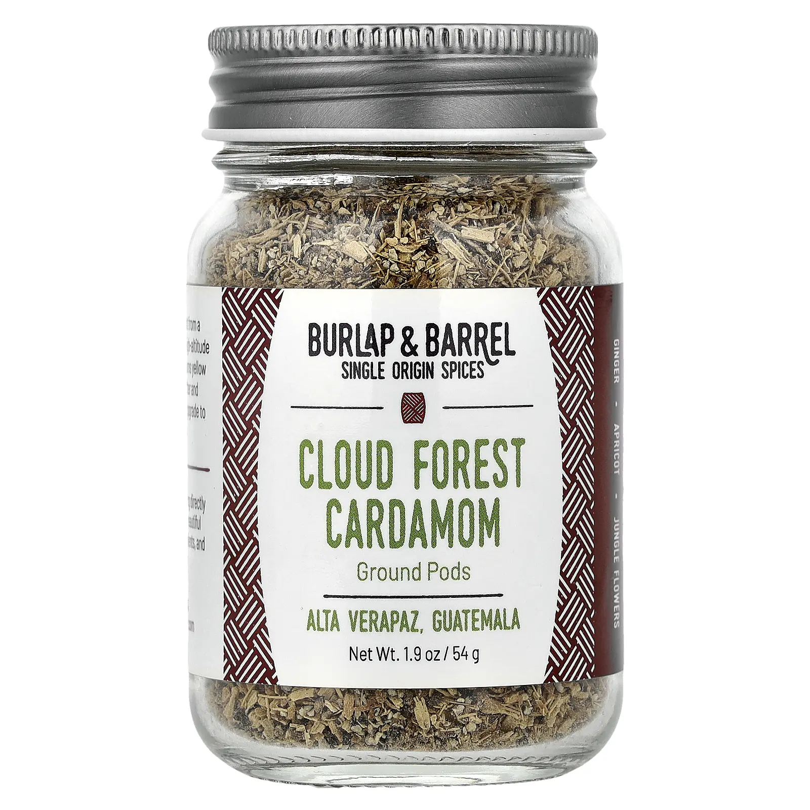 Burlap & Barrel Cloud Forest Cardamom, Ground Pods, 1.9 oz (54 g)