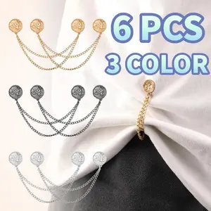 6 Pcs Lotus Magnetic Clothing Clips, Clothing Magnets with Chain Magnetic T-Shirt Button Clip Multi Function Magnetic Clothes Pins Accessories for Fasten Hems Fabric Trouser Legs Hijab Sleeves (Lotus)