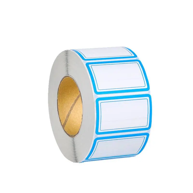Universal label stickers, 1 roll of blue framed self-adhesive handwritten name stickers, suitable for label stickers on containers, cans, bottles, storage boxes, sticker paper, adhesive labels, self-adhesive stickers, self-adhesive labels