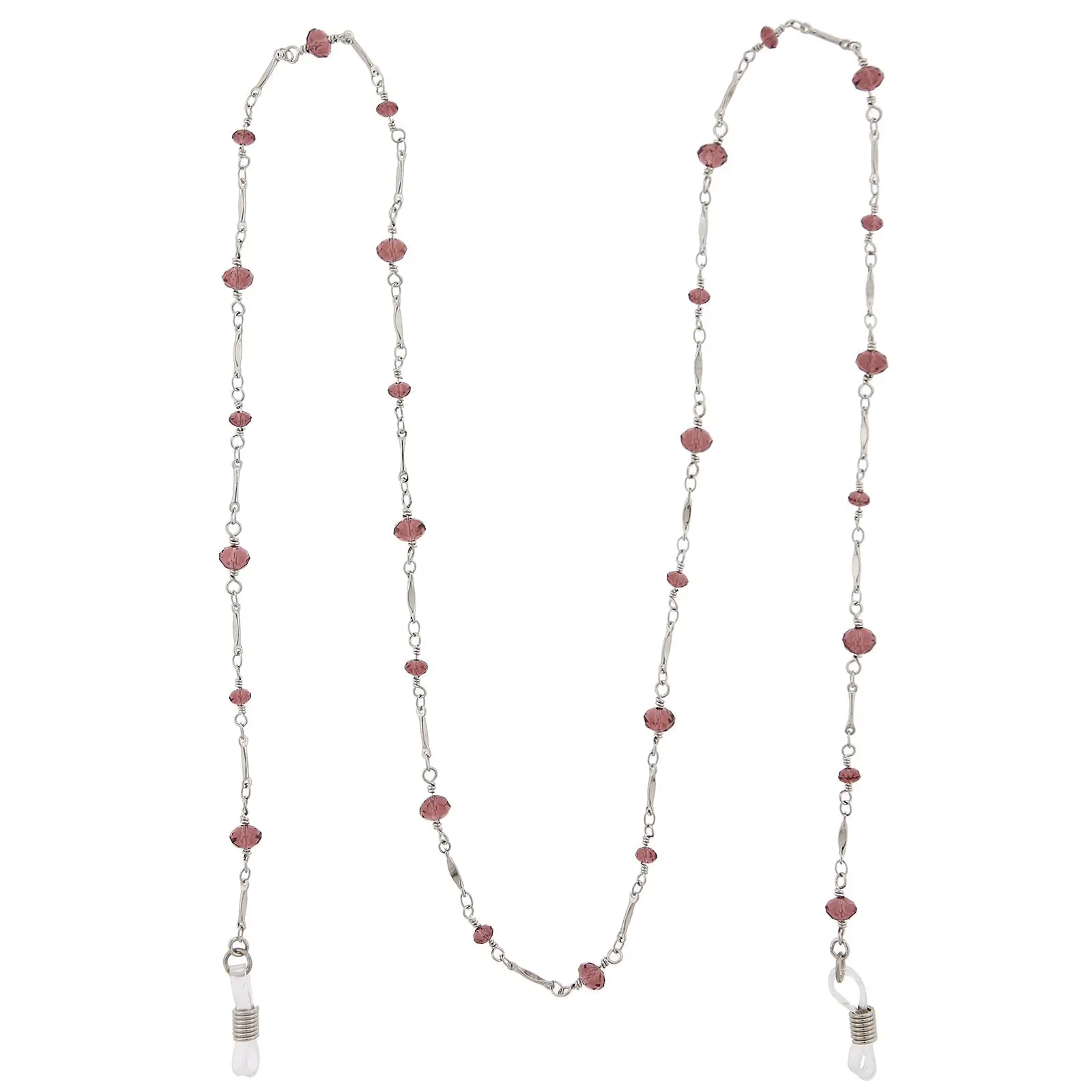 Amethyst Crystal Eyeglass Holder Chain Necklace 32"