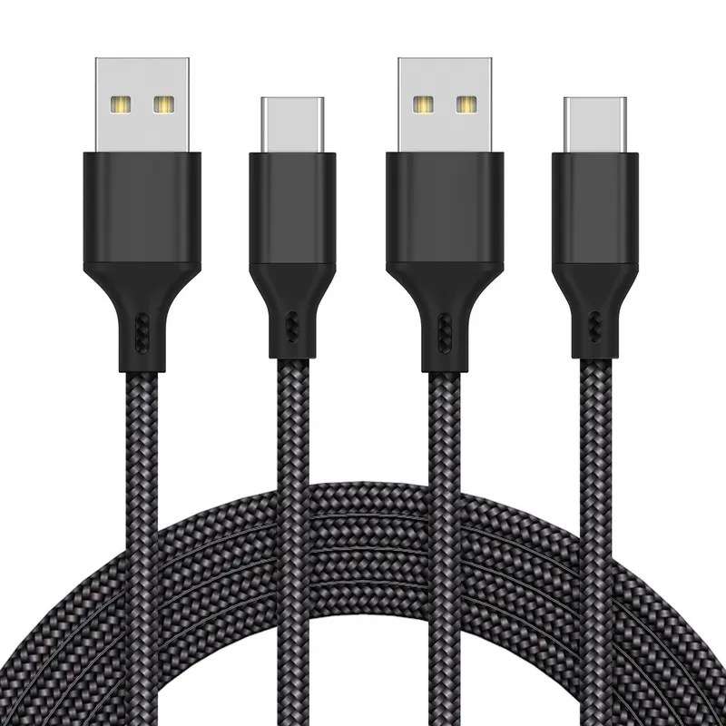 MENEEA 2-Pack 10FT USB-C Charger Cord for PS/XSX/Switch Controllers, Nylon Braided, Overload Safe, 10,000 Bends, 5V/2A Above Connector for Gaming Devices (Black Console Accessories Kit), Plug