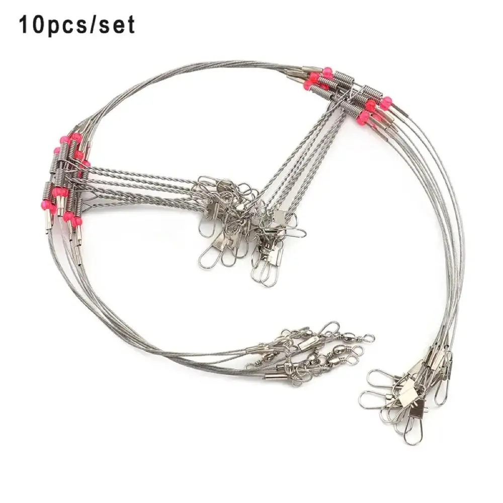 Fishing Wire Leader Trace with Easy to Use Snap, 10pcs Portable Durable Fishing Wire Line, Fishing Accessories Kit, Fishing Tackle, Fishing Tools, Fishing Equipment, Fishing Supplies
