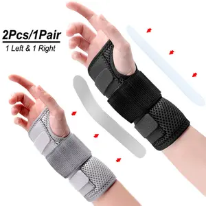 1Pair Carpal Tunnel Wrist Brace Support with 3 Straps and Metal Splint Stabilizer - Helps Relieve Tendinitis Arthritis Carpal Tunnel Pain - Reduces Recovery Time for Men Women Wrist Wraps