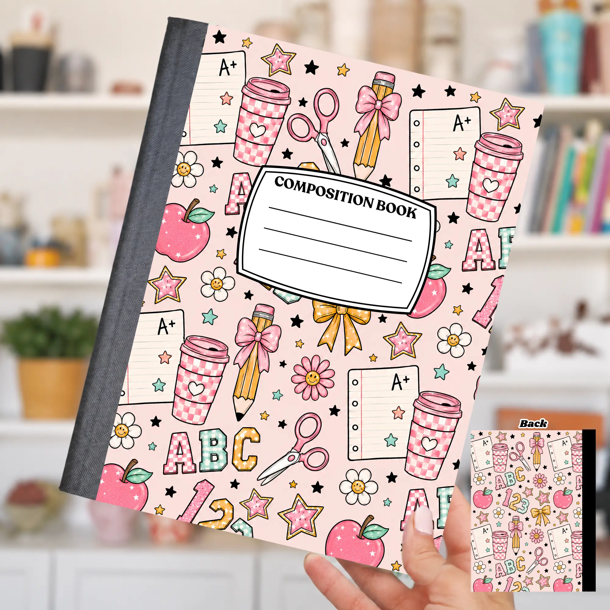 Composition Notebook Stickers School Prints