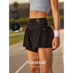 GLOWMODE 4" VitalSwift Chase Every Mile High-Rise Anti-Roll Tummy Control Lightweight Quick-Dry Odor Control Built-In Briefs Running Shorts Training Tennis Jogging Running Workout Gym Wear