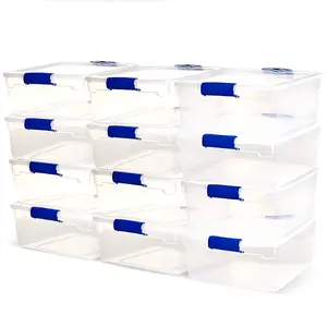 Homz 15.5 Quart Heavy Duty Clear Plastic Stackable Storage Containers, 12 Pack
