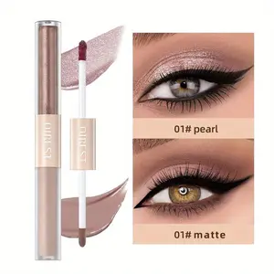Double Ended Matte Shimmer Metallic Eyeshadow Glitter High Pigment Eye Shadow Stick, Matte and Glitter, 1 Count Waterproof Bicolor Shimmer Eyeshadow Makeup Tool, Professional Eye Makeup Product, Multichrome Eyeshadow Stick, Cream Shadow Stick, Cosmetics