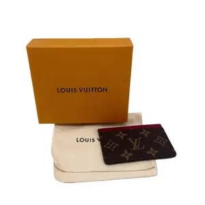 Pre-owned Louis Vuitton Coated Canvas Small Leather Goods Monogram Fuchsia Card Holder LVA06