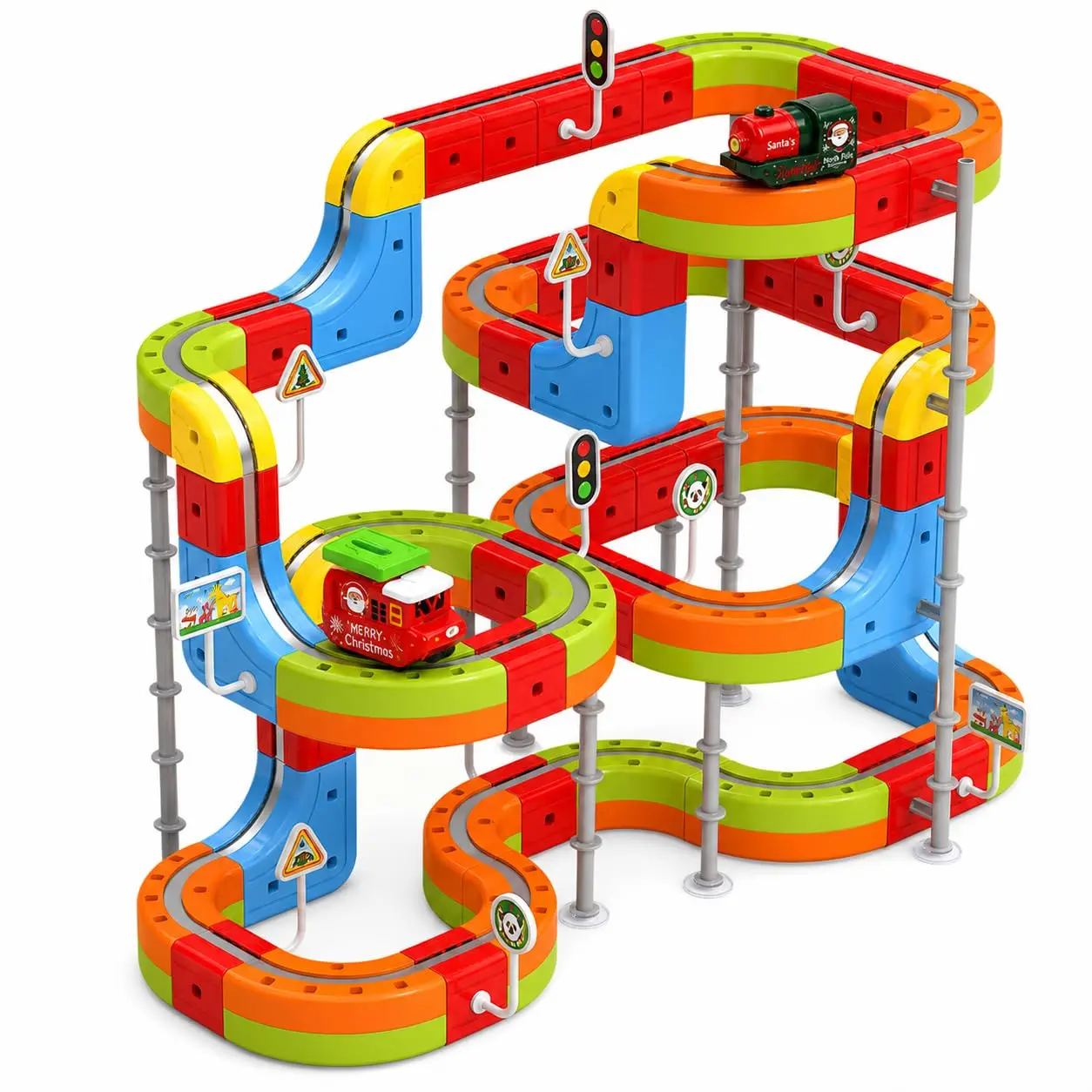 Electric Train Set Race Track for Kids Ages 3-8, 130-Piece Motorized Magnetic Anti-Gravity Train Track Building Toy, STEM Screen-Free Indoor Play, Birthday for Boys & Girls campingessentials