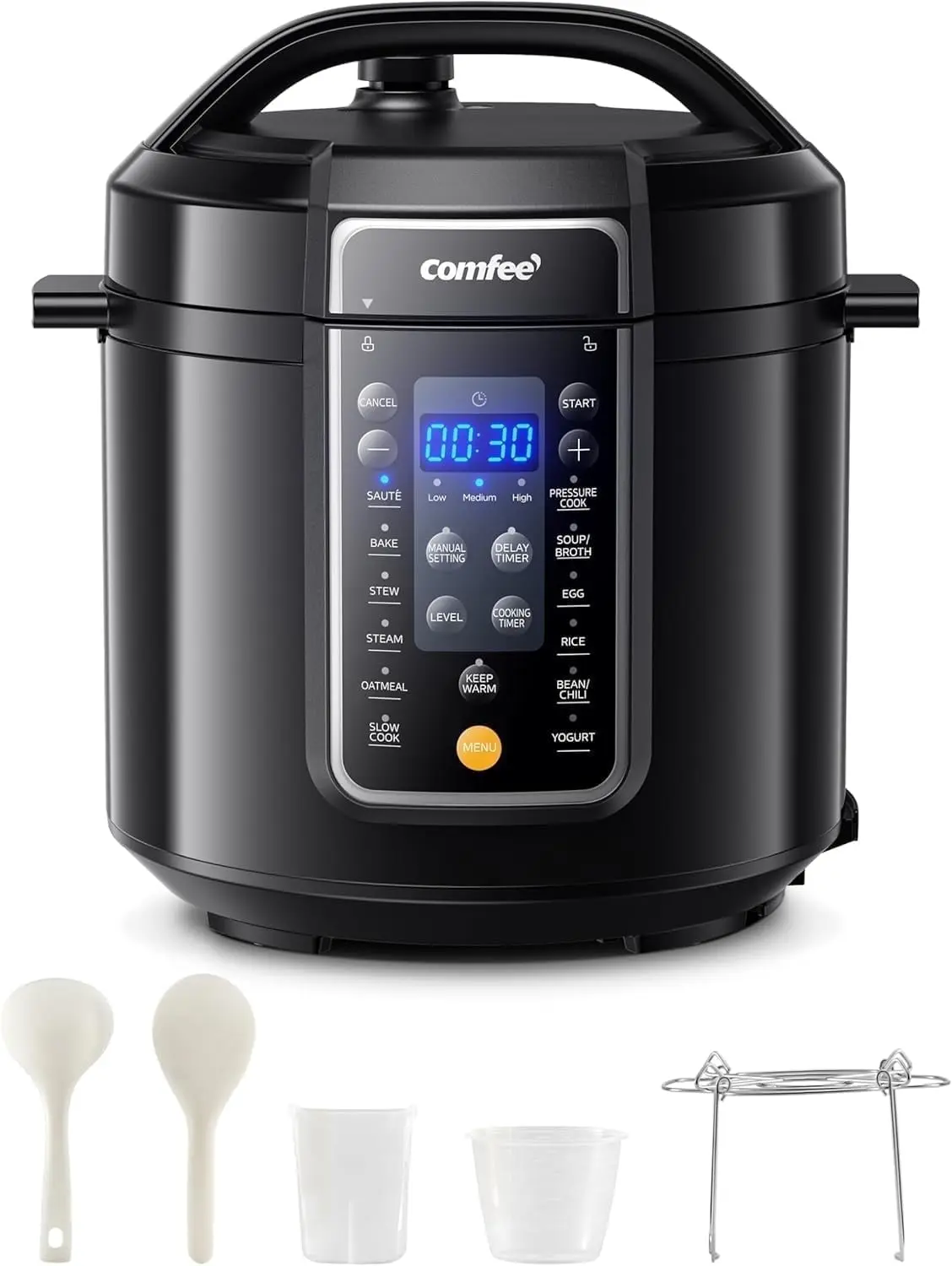 COMFEE' 6QT Electric Pressure Cooker, 9-in-1 Multi Cooker with Rice Cooker, Slow Cooker, Steamer & Yogurt Maker, cake maker Non-Stick Inner Pot, Family Meal Prep Kitchen Appliance