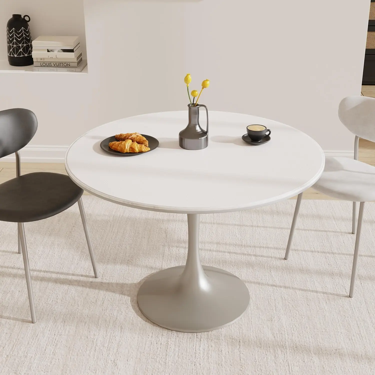 48" Round Waterproof Easy Flat 1.5mm Thick PVC Vinyl Plastic Table Cover Protector Desk Pad Mat for Dining Room Table Office Dresser