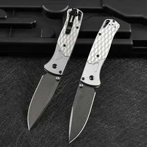 Trendy Print Folding Knife Bm535-2501 Series, Full Metal Handle, Ideal for Outdoor Camping, Perfect Gift for Men