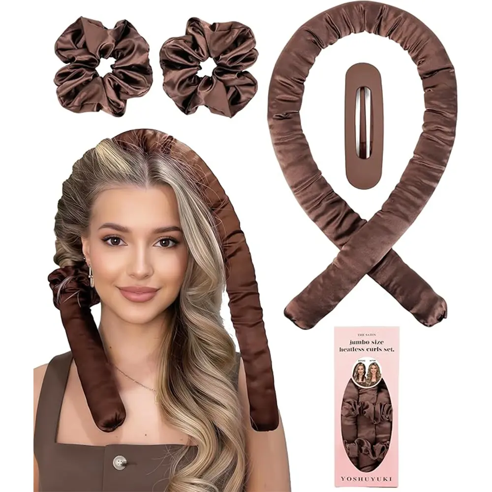 Women's Heatless Curly Hair Rollers Set - 1.77 in Flexible Satin Midi Rods for Short to Medium Hair, Overnight Sleep-In Styling Tool (Beauty & Personal Care Haircare Accessory), Heatless Hair Rollers