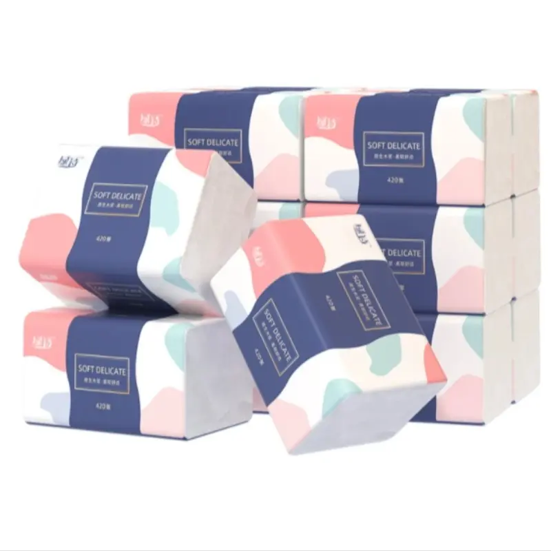 6 Pack Paper Facial Tissues Face Tissue 420 Sheets Individually Wrapped Soft Absorbent Daily Use Household Cleaning Supplies Bulk Wholesale Soft Thick Tissues