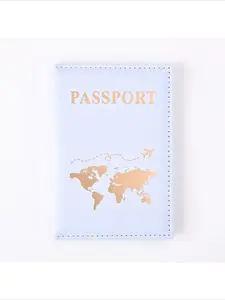 Couple Passport Holder Travel Document Case, Solid Color Gold Foil Passport Cover, Smooth PU Leather Ticket Protector, Passport Wallet