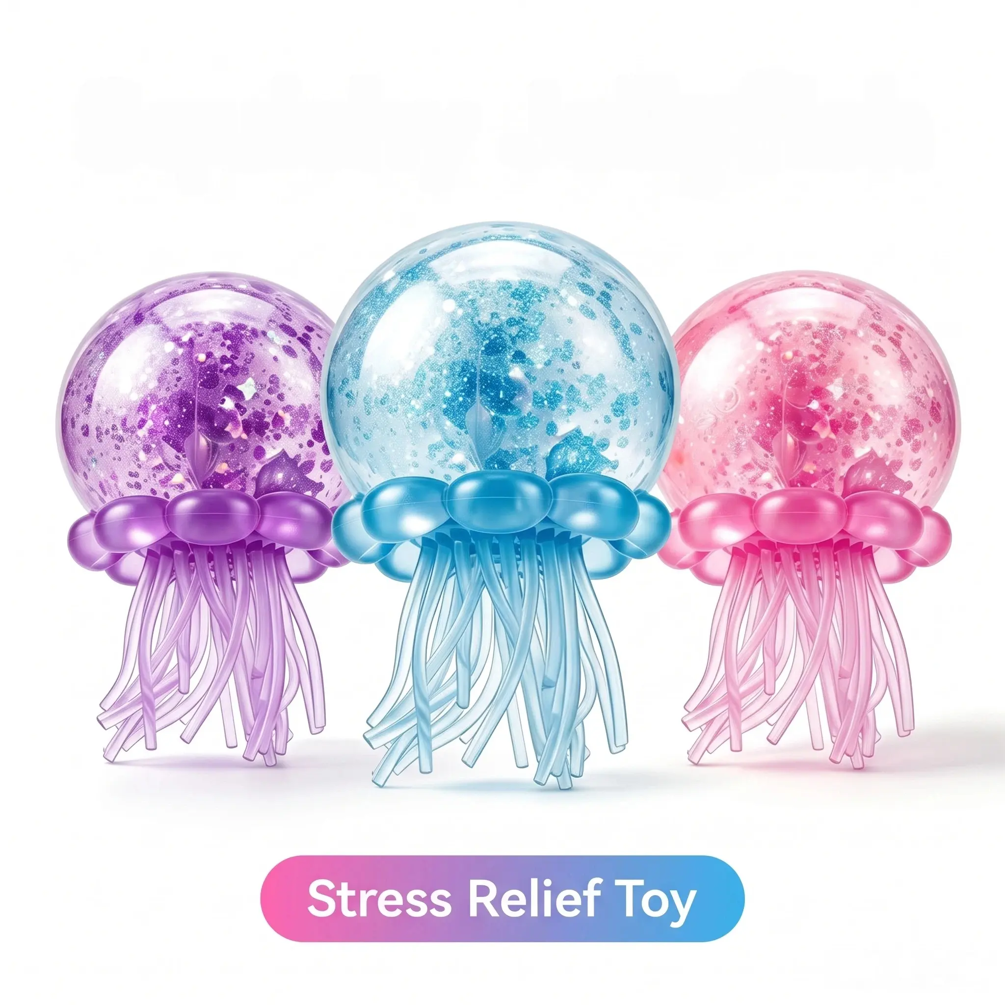 KIDGENIUS Jellyfish Glitter Squishy Toy, Halloween Stress Relief Fidget Toy, Slow Rising Sensory Squeeze Toy for Kids & Adults, Halloween Party Favors & Gifts toysupplier