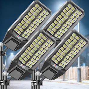 4 pcs 8000W Solar Street Lights Outdoor Waterproof, Dusk to Dawn Solar Lights Outdoor with Motion Sensor and Remote Control for Yard, Parking Lot, Garage, Street,