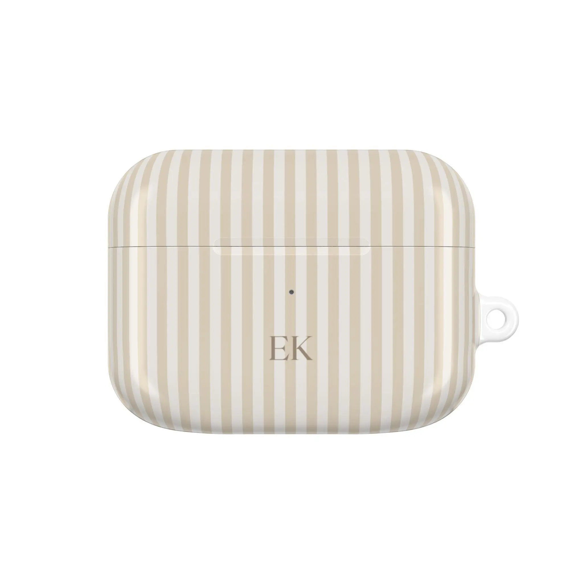 Personalized Beige AirPods Case Custom Monogram for AirPods 1 2 3 4, AirPods Pro 1 2 3, Brown Striped Aesthetic Earbuds Cover, Neutral Summer Protective Case
