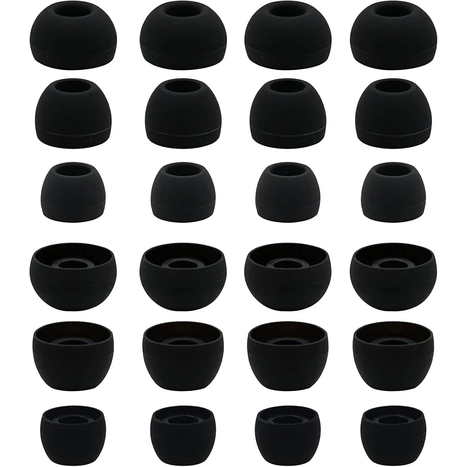 12 Pairs  Replacement Earbud Ear Buds Tips Compatible with Skullcandy Sesh Evo and Other 3.8mm to 5.5mm Nozzle Earbuds Earphones, S/M/L Black