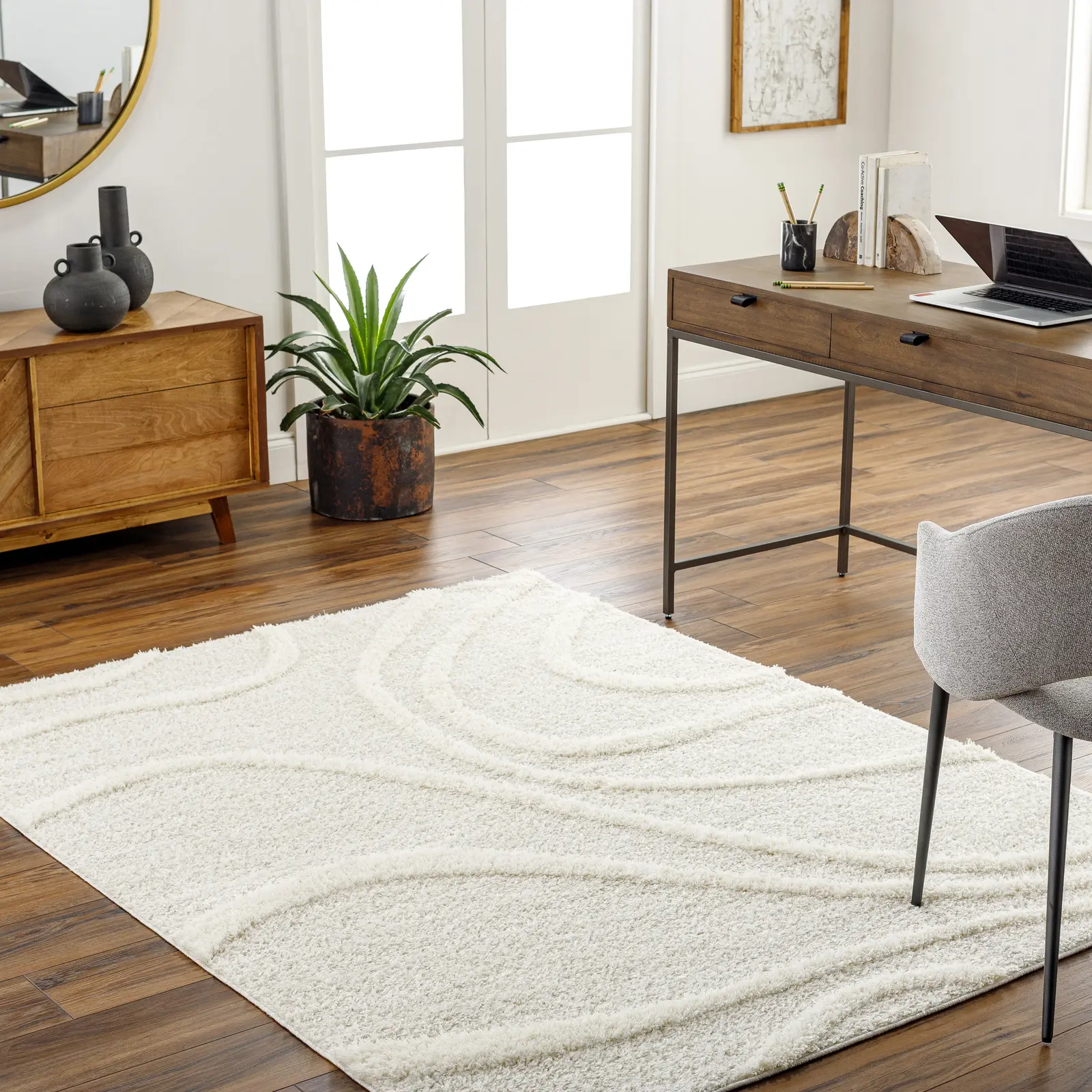 Livabliss Rodos Shag Plush Area Rug, Machine-Woven Contemporary Durable Modern Shaggy Rug for Living Room, Bedroom, Contemporary Rugs