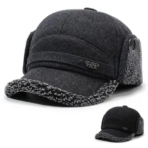 Men's Winter Thermal -Like Ear Flap Hat - Windproof Warm for Outdoor,, Skiing & Cold Weather, Hand Washable Beige/Black/Gray/Blue/Green/Red - Durable Textile Material (No Face/Mask Coverage) - Elderly &