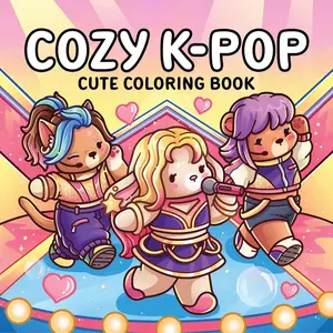 Cozy K-Pop Coloring Gift Book for Adults & Teens, Stress Relief Drawing, Large Relaxing Design, Cute Characters, Safe & Eco-Friendly, Art Sketchbooks
