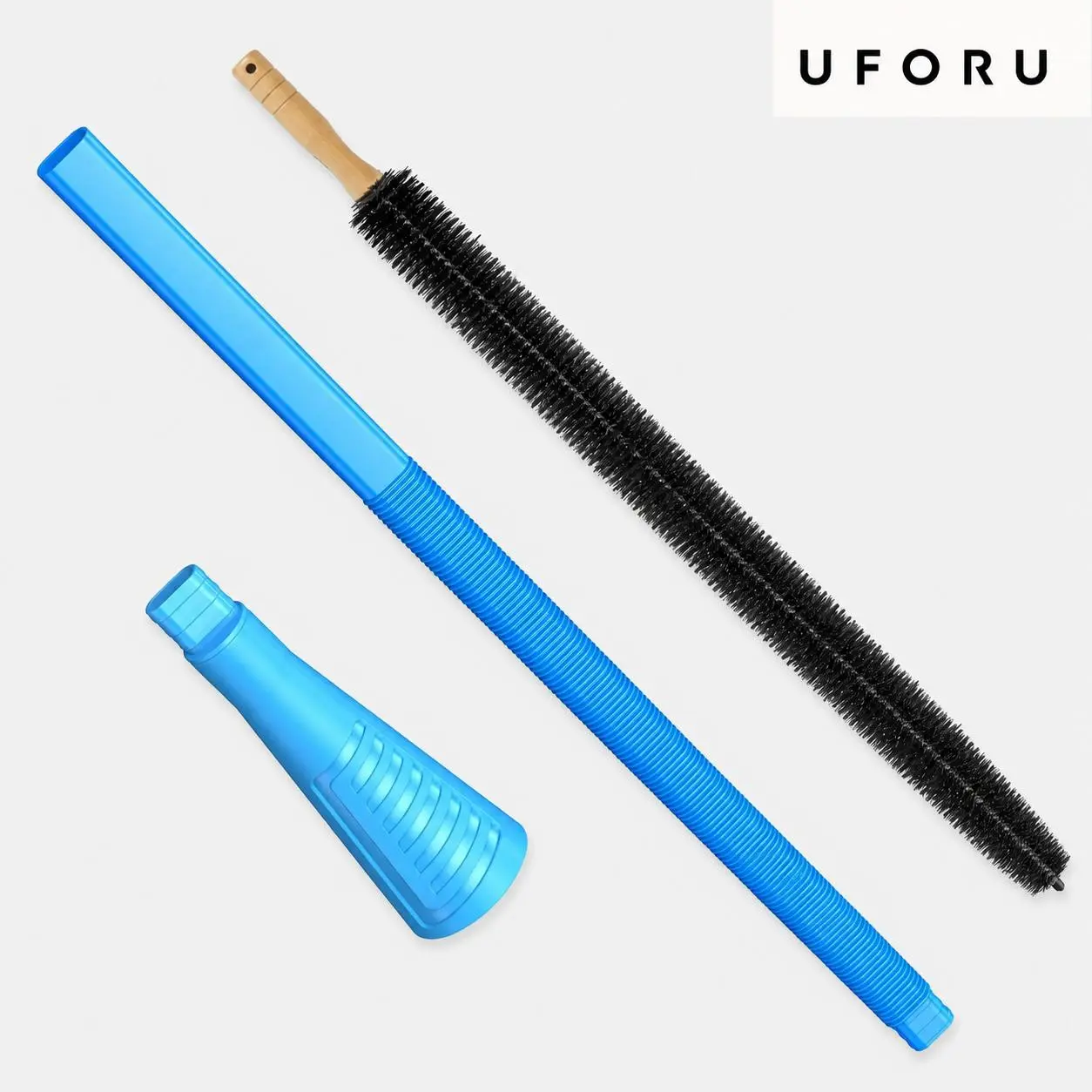 UFORU 3-Piece Dryer Vent Cleaner Kit - Flexible Vacuum Hose Attachment, Universal Adapter, Long Lint Cleaning Brush for Lint Removal, Laundry Rooms & Hard-to-Reach Areas