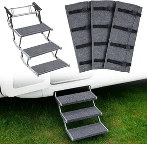 Nilight RV Step Covers 3 Pack 22 inch, Fit 8-11" Deep Camper Steps Adjustable Wrap Around RV Step Rug with Snap Fasteners on Electrical & Manual RV Stairs Carpet for Camper Trailers Steps Outside,Gray, Rv Step Mats, Polyester