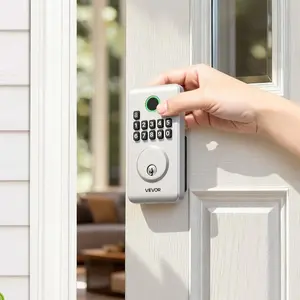 VEVOR Keyless Entry Door Lock with Handle Set, Electronic Keypad Deadbolt with Lever Handles, Pioneering Easy - Grip Design, Customizable User Codes, Keyed Entry, Auto Lock, Anti - Peeking, Silver