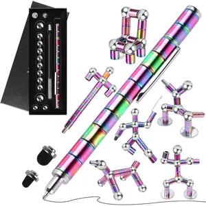Rainbow Magnet Metal Writing Pen Toy, DIY Adult Multifunctional Pen, Metal Signature Pen, Creative Gift for Graduation, Back-To-School, Christmas Classroom Party