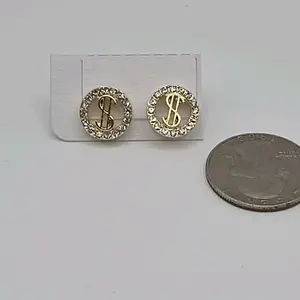 Earrings studs Money Sing gold-plated with stone's clear beautiful style