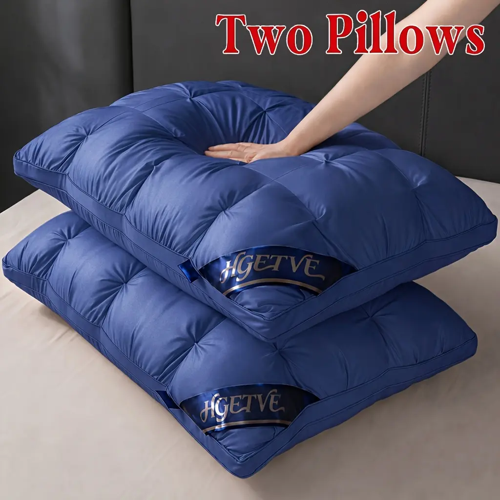 2pcs Hotel-quality Pillows, Deep Sleep Neck Support Pillow, Low-allergen Polyester Coverings, Highly Fluffy, Cool And Breathable In Summer, Cooling Pillow