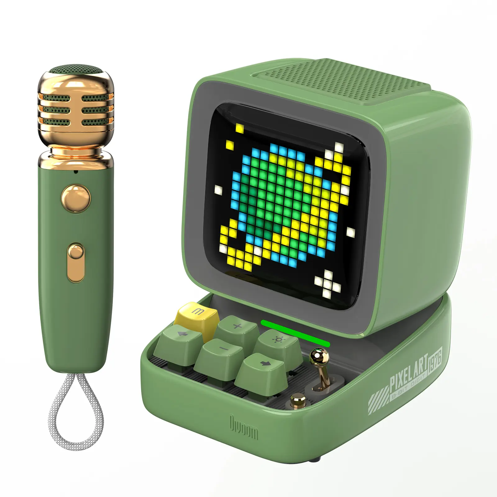 Divoom Ditoo-Mic Mini Karaoke Device with Handheld Mic - 5V Rechargeable Bluetooth Wireless Speaker, Party Lights, Kids Music Gifts, 5V Portable Audio, Smartphone-Compatible, Light Up Your Space Gadgets, Birthday Gifts