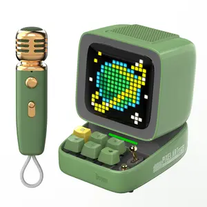 Divoom Ditoo-Mic Mini Karaoke with Microphone Pixel Art Bluetooth Speaker Portable Wireless Microphones & Party Lights for Kids Adults Birthday Gifts for Girls Boys Family Home Party Speker Audio - Smartphone