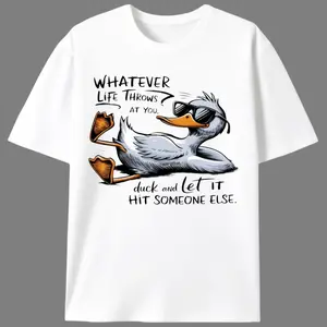 Men's Graphic Print T-Shirt | Funny Sarcastic 'Duck And Let It Hit Someone Else', 100% Cotton Streetwear Tee