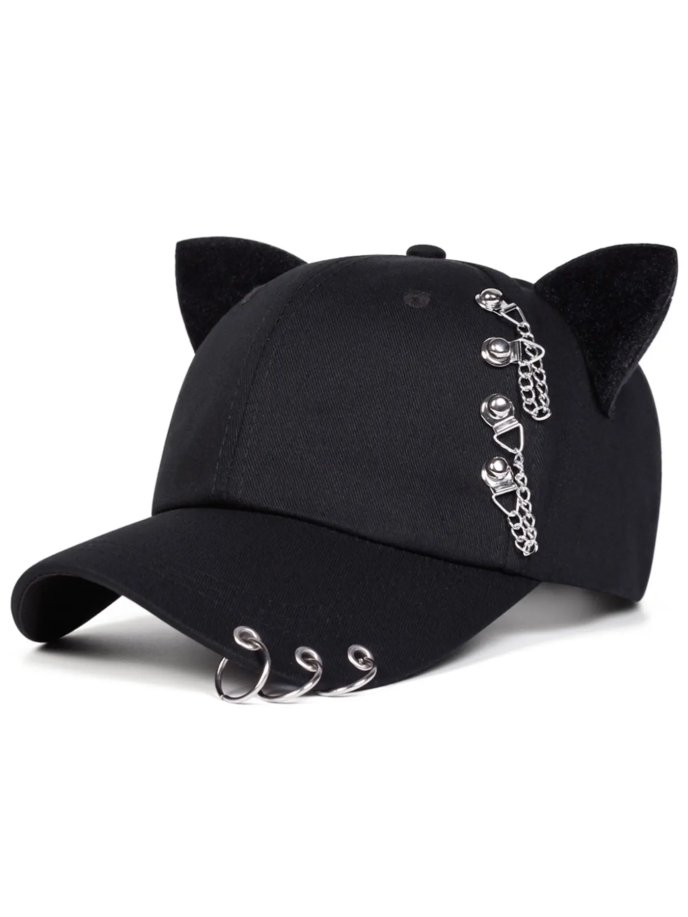 Unisex Cat Ear Baseball Hat, High Quality Hat, Adjustable Sun Protection Outdoor Cap, Casual Fitted Style, Ideal for Spring Fall Travel & Beach Holidays