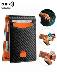 Men's double fold wallet, RFID shielding function, minimalist short credit card clip, compact ultra-fine fiber wallet, high-quality material, elegant appearance, durable design, suitable for travel and daily use, holiday gift, Father's Day gift