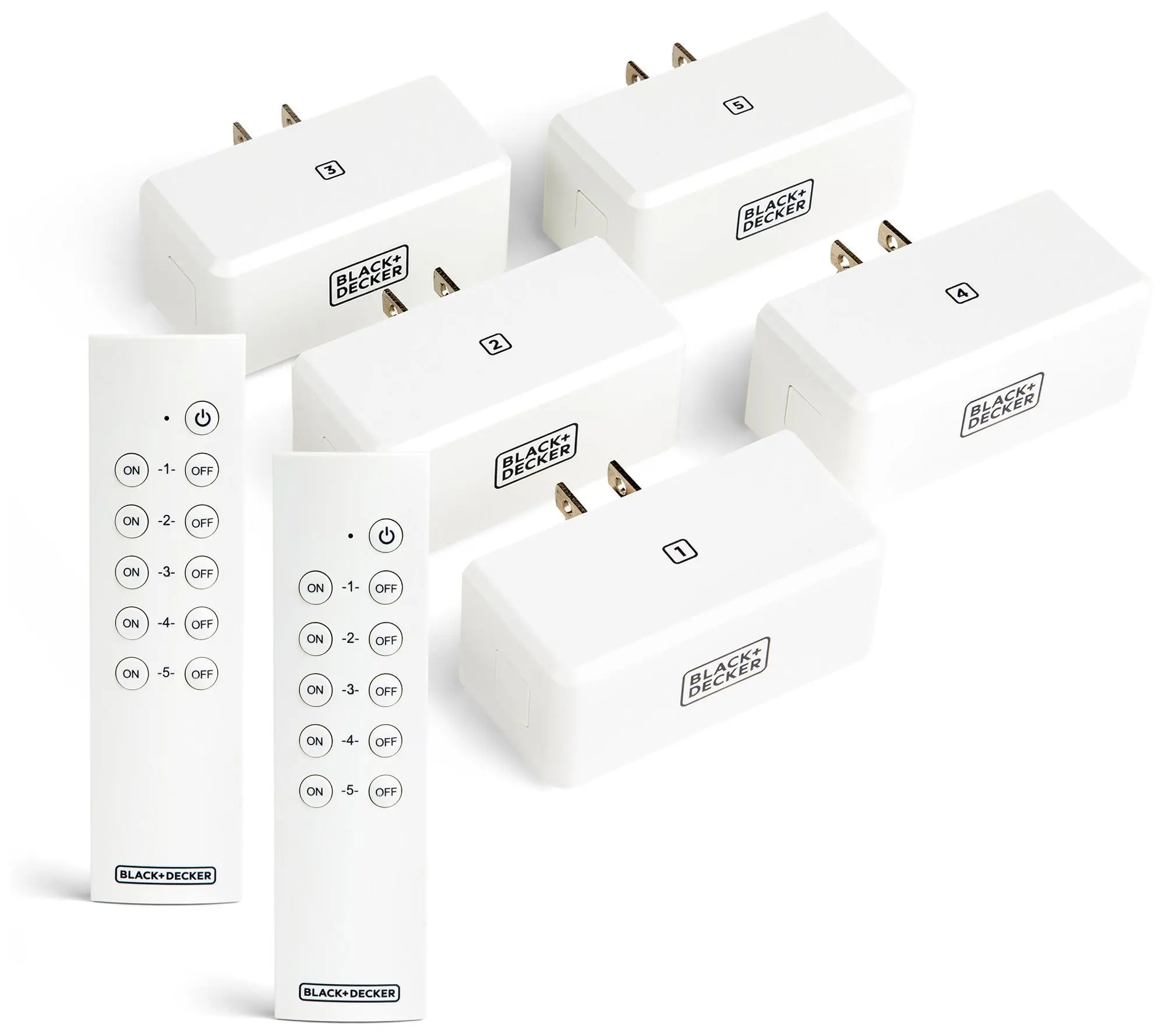 BLACK + DECKER Set of 5 Outlets w/ 2 Wireless R emote-Controls