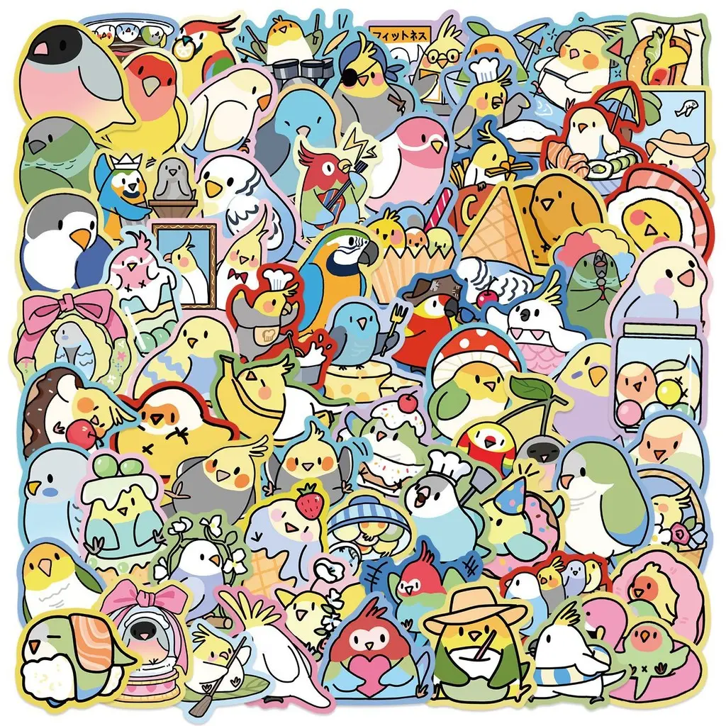70PCS Cartoon Colored-Edge Parrot Graffiti Stickers - Waterproof DIY Decor for Guitar, Notebook & Luggage reforgedglory