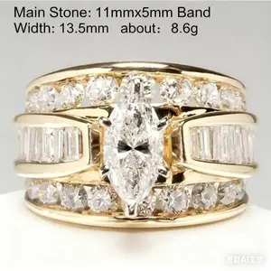 1pc 18K Multi Gold Ring for Women Natural 1 Carat Diamond with Diamond Jewelry Anillos De Bizuteria Anillos Mujer Gemstone Rings Festive Christmas couples gift High-quality souvenir Design-oriented ring stack